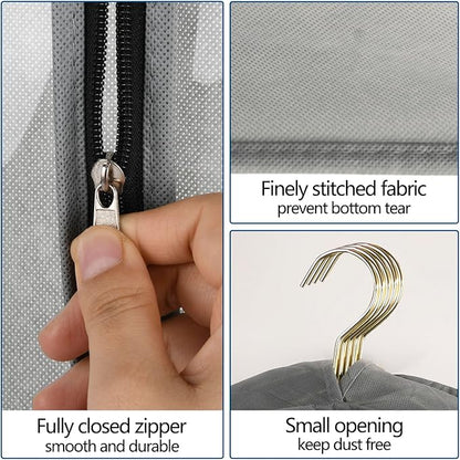 3 Pack 40" Garment Bags for Hanging Clothes Storage, Clear Suits Covers with 4" Gussets for Closet Storage Travel, Plastic Protector for Coat, Jacket, Sweater, Shirts