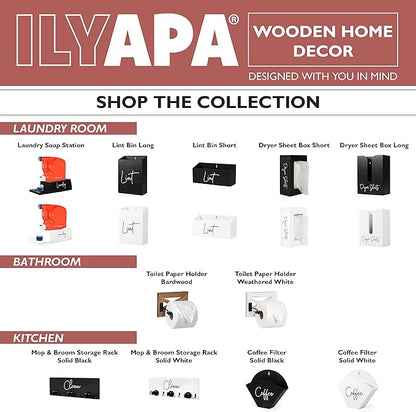Ilyapa Magnetic Dryer Sheet Holder, Dryer Sheet Dispenser, Black Container, Wall Mounted Farmhouse Style Holder, Organizer for Laundry Room Storage Decor