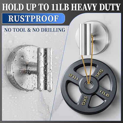 warlve Suction Cup Hooks No Drill Stainless Steel Shower Hooks Towel Hook Robe Hook Heavy Duty on Smooth and Non-Porous Surfaces in Bathrooms Kitchen Bedroom (2, Brushed Nickel)