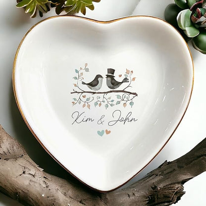 Wedding Ring Dish Jewelry Trinket Tray for Mother-in-law,Bridesmaid,Mother of the Bride/Groom-Engagement,Bridal Shower,Bachelorette Gifts for Couples,Mr. Mrs. (Wedding Custom 1)