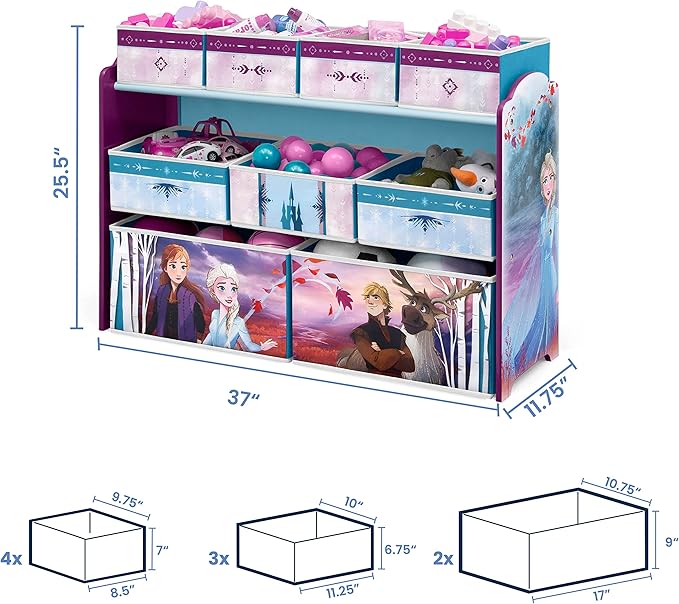 Disney Frozen Deluxe 9 Bin Design and Store Toy Organizer by Delta Children, Greenguard Gold Certified