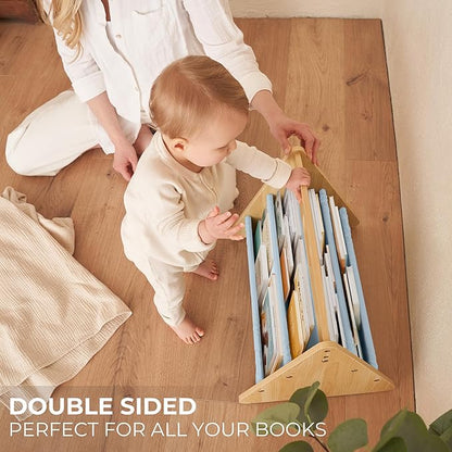 ZICOTO Decorative Wooden Bookshelf with Handle for Kids Rooms - Keeps Books Neatly Organized & Within Reach for Toddlers - Easy Install Montessori Book Shelf for Baby's Bedroom or Playroom Decor
