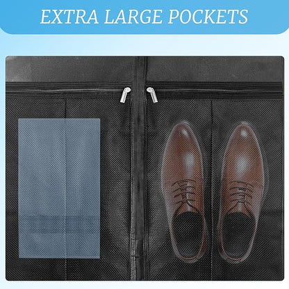 Travel Garment Bag with Accessories Zipper Pocket and Visible Transparent Window, 43" Heavy Duty Suit Bag for Suits, Tuxedos, Dresses, Coats