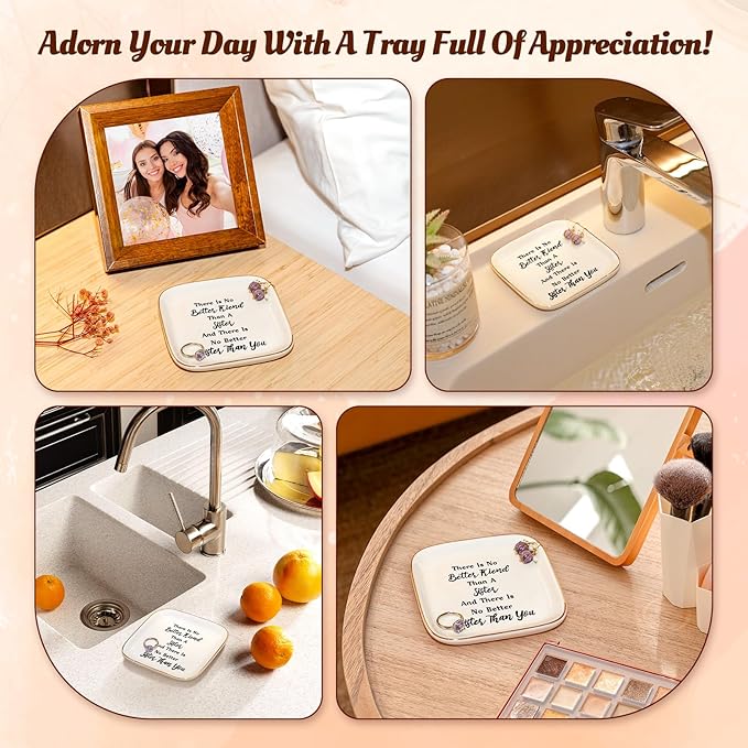 PUDDING CABIN Sister Gifts from Sister Soul Sisters Birthday Gifts for Women Funny Sis Jewelry Dish Adult Sister In Law Gifts