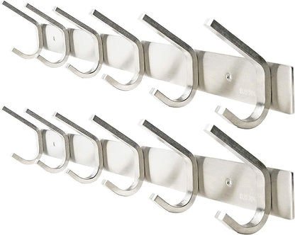 WEBI 2 Packs, Heavy Duty Stainless Steel 304 Hook Rail Coat Rack, Satin Finish, Great Home Storage & Organization for Bedroom, Bathroom, Foyers, Hallways
