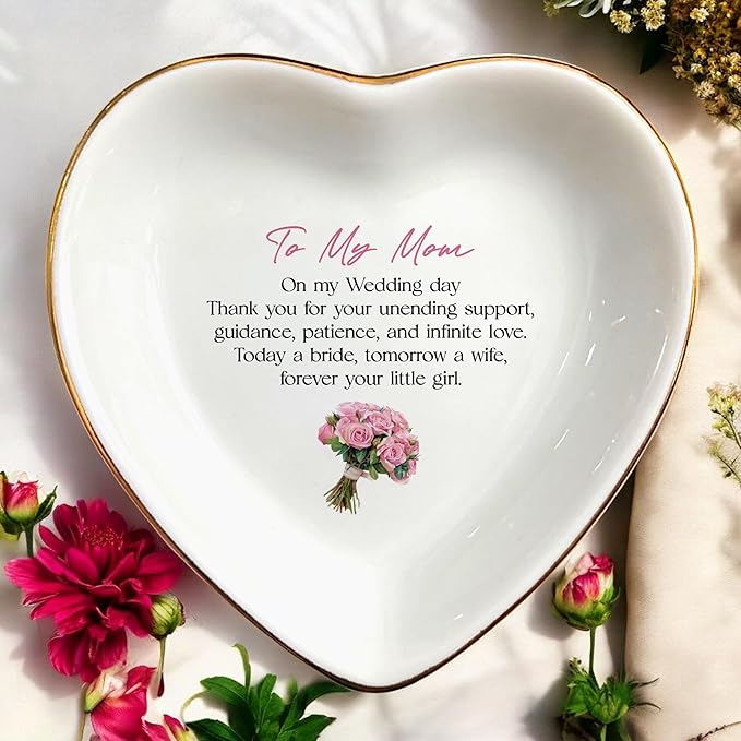 Clover89 To My Mom Ring Dish Gifts-Mother's Day Gifts for Mom From Daughter-Ceramic Ring Dish Jewelry Tray,Birthday,Wedding,Engagement,Christmas,Thanksgiving Day Gifts for Mother
