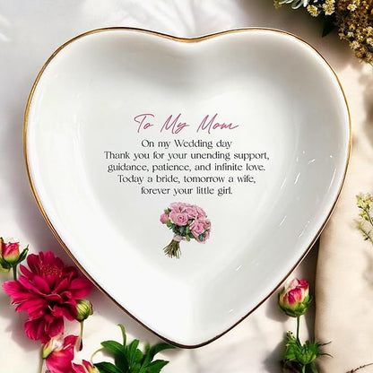 Clover89 To My Mom Ring Dish Gifts-Mother's Day Gifts for Mom From Daughter-Ceramic Ring Dish Jewelry Tray,Birthday,Wedding,Engagement,Christmas,Thanksgiving Day Gifts for Mother
