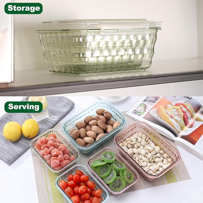 Taiuloo Set of 3 Food Storage Containers with Lids & Handle, BPA Free Plastic Meal Prep & Salad Bowl Containers To Go for Lunch, Salad Serving Bowls for Snack, Fruit, Veggie, Blue