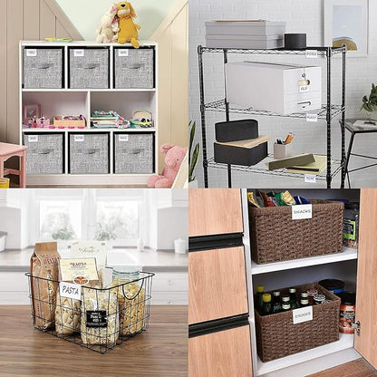 200PCS Basket Bin Labels Clip On,Clear Plastic Wire Shelf Price Tags,Labels for Storage Bins,Merchandise Sign Display Holder, Paper Inserts Included