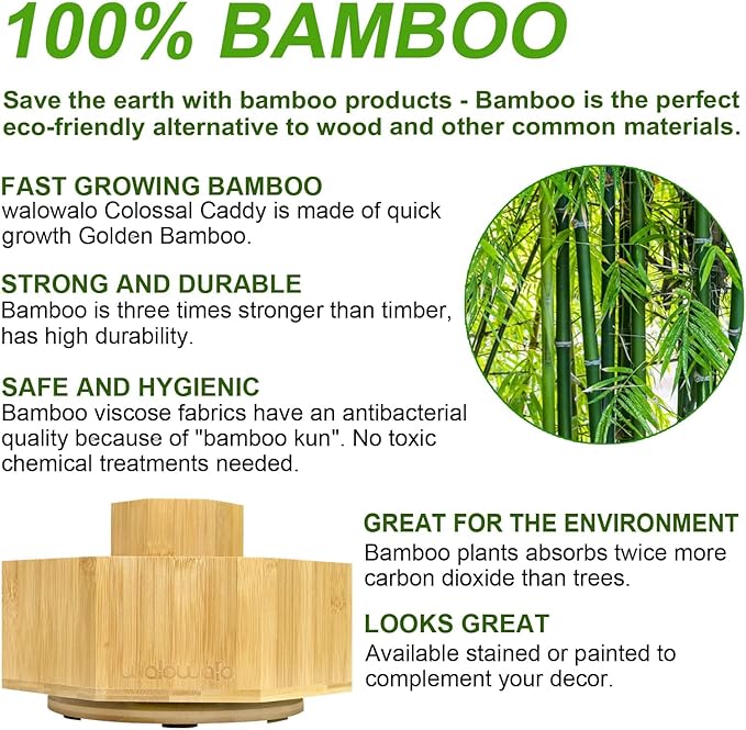 walowalo Bamboo Rotating Art Supply Organizer Holds 800+ Pencils Spinning Crayon 160 Marker Organzier Holder Christmas Gift Desk Brush Storage for Office Classroom Organization Stationary (Larger VER)