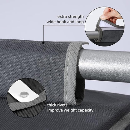 2 Packs Hanging Closet Organizer Storage, 6-Shelf Hanging Shelves for Closet, Closet Clothes Organizer and Storage with Side Pockets, Grey
