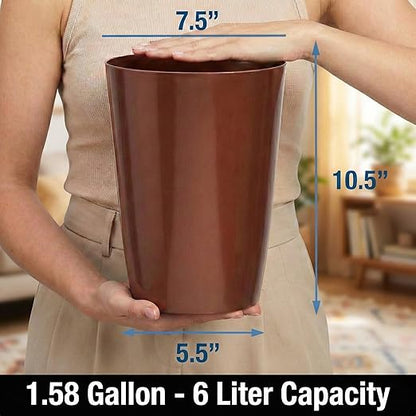 Mini Waste Basket - Pack of 2 Durable Small Plastic Garbage Trash Can Bin - Lidless Open-Top, Slim Profile for Compact Spaces - Suitable for Home, Bathroom, Office, Bedroom & More, Copper