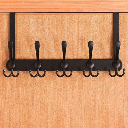 Encozy Over The Door Hooks,Coat Rack for Hanging Clothes Hat Towel (Heavy Duty Black 2pcs)