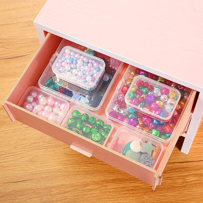 Jetec 6 Pieces Mini Plastic Clear Beads Storage Containers Box for Collecting Small Items, Beads, Jewelry, Business Cards, Game Pieces, Crafts (2.5 x 1.7 x 0.8 Inch)