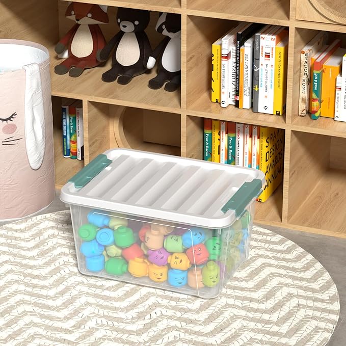 Loiycg 6 Pack Clear Latching Box with Lid, 20 Quart Plastic Storage Bin