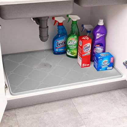 22" x 19" Silicone Under Sink Mat Thickened Kitchen Mat Shelf Liner Cabinet Protector Leakproof Under Sink Pad Waterproof Counter Protector