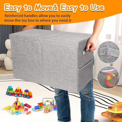Large Toy Box Chest with Lid, Kids Toy Storage Organizer for Boys Girls, Big Toy Bin Basket Extra Large Toy Storage Box for Living Room Playroom Nursery 25"x13"x16"