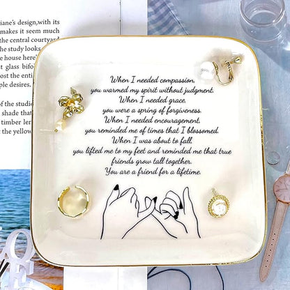 PUDDING CABIN Friend Birthday Gifts for Women Ring Trinket Dish You are Friends for a Lifetime Inspirational Friendship Gifts for Women Sister Her BFF Bestie Coworkers Female