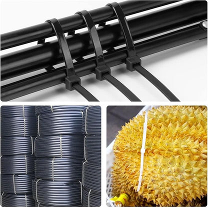 14 inch Black Zip Ties Heavy Duty 600 PACK, 200 LBS Ultra Exclusive Strong Plastic Wire Ties, Large Cable Ties Extra Long Tie Wraps, Indoor and Outdoor UV Resistant