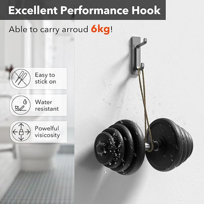 pickpiff Wall Hooks for Coat and Towel: Adhesive Door Hanger Stick on, Grey 4 Pack