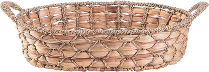 Seagrass Storage Baskets with Handles (Set of 4 Large) – Woven Wicker Baskets for Pantry, Kitchen, Blanket & Bread Organization