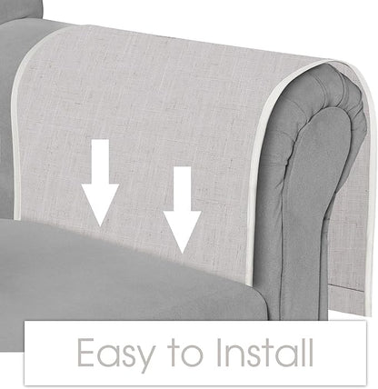 Joywell Remote Holder for Recliner Armchair Caddy Couch Armrest Non Slip Sofa Arm Chair Caddie with 6 Pocket for Magazine, Tablet, Phone, iPad, Think Linen, Champagne