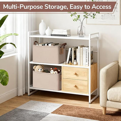 CHICVITA 4 Pack Large Storage Baskets for Shelves, Collapsible Towels Organizer Bins with Metal Frame, Closet Organizers and Storage Basket for Toys, Blankets, 16.8" x 11" x 9.8", Brown