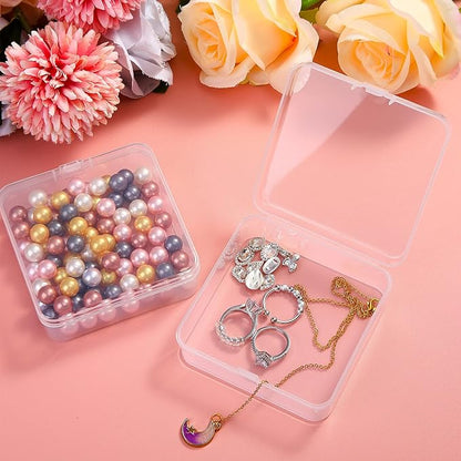 Jetec 18 Pieces Mini Plastic Clear Beads Storage Containers Box for Collecting Small Items, Beads, Jewelry, Business Cards, Game Pieces, Crafts (3.3 x 3.3 x 1.1 Inch)