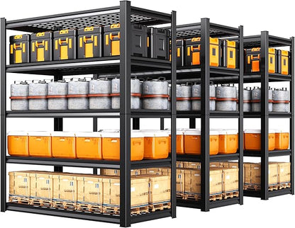 Set of 3 Garage Shelving Heavy Duty Storage Shelves, Adjustable Metal Shelving Unit, Utility Garage Organizer Shelf for Basement, Pantry, Warehouse, Supermarket, 45.6" W x 19.7" D x 78" H