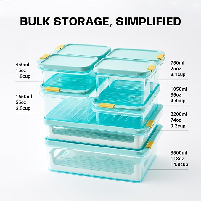 LocknLock HFL106 Freezer Fit Plastic Food Storage Container with Lid for Kitchen, Lunch, Meal Prep, and Leftovers, BPA-Free, Airtight, Leakproof, Microwave, Dishwasher-Safe, 3.5L