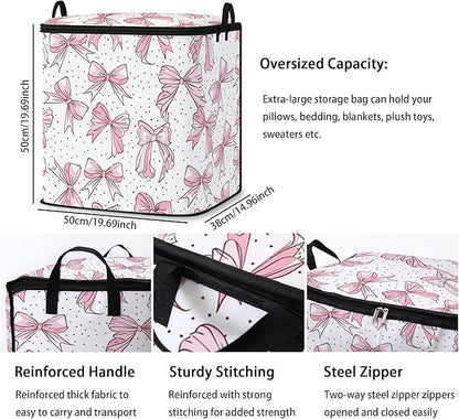 king comforter storage bag,clothes blanket bedding pillow quilt organizer for closet,fabric moving bags with portable handles and zipper 95L(2pack)