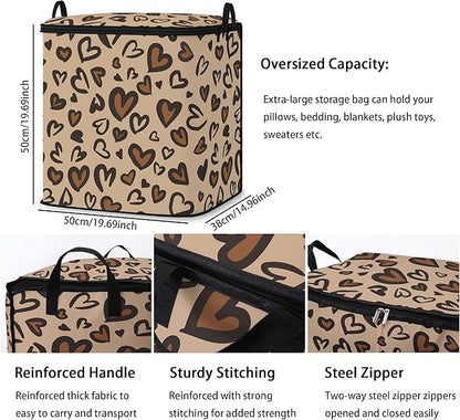 Large Comforter Storage Bag with Zipper,Closet Organizer for Clothes/Blankets/Quilts/Pillows,Fabric Storage Bags with Portable Handles 95L(2-Pack)
