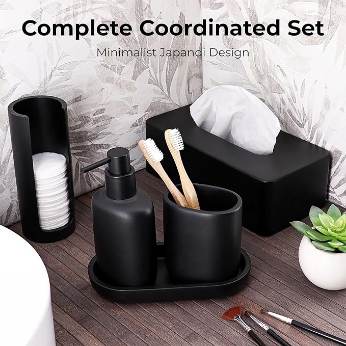 EVIDECO French Home Goods Minimalist Black Cotton Pad Holder - Bathroom Vanity Organizer for Makeup Rounds - Japandi Collection