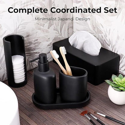 EVIDECO French Home Goods Minimalist Black Cotton Pad Holder - Bathroom Vanity Organizer for Makeup Rounds - Japandi Collection