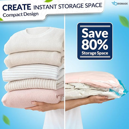 Vacuum Seal Bags for Clothing Travel – 10 Pack Compressed Vacuum Storage Bags with Rechargeable Air Pump – Carry-on Size Small, Medium & Large Space Saver Storage Bag for Suitcase and Luggage