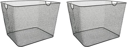 YBM Home Kitchen Pantry Organizer Wire Baskets for Shelves, Cabinets, Pantry, Countertop, Mesh Open Storage Bin Metal Basket for Organizing Food Supplies, 2 Pack