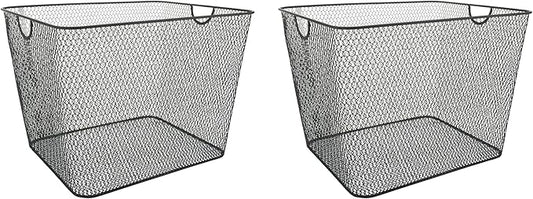 YBM Home Kitchen Pantry Organizer Wire Baskets for Shelves, Cabinets, Pantry, Countertop, Mesh Open Storage Bin Metal Basket for Organizing Food Supplies, 2 Pack