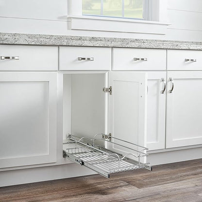 Rev-A-Shelf Pullout Kitchen Cabinet Drawer and Rolling Organizer Cabinet Pantry Storage Basket in Multiple Sizes, 12 x 22 in, 5WB1-1220CR-1