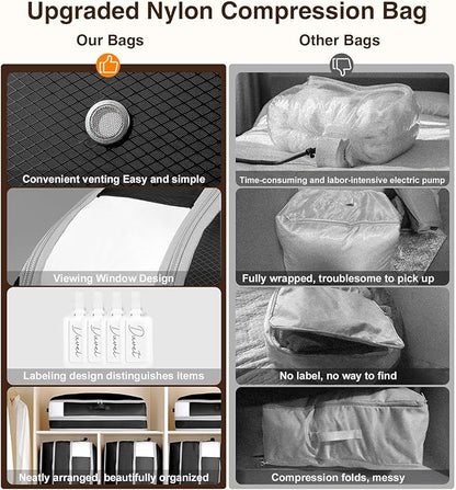 Homsorout 4 Pack Compression Storage Bags - 110L Large Capacity Comforter Storage Bag, 3-Layer Washable Ultra Space Saving Self Compression Organizer Space Bags for Blanket, Sweater, Sheet, Black