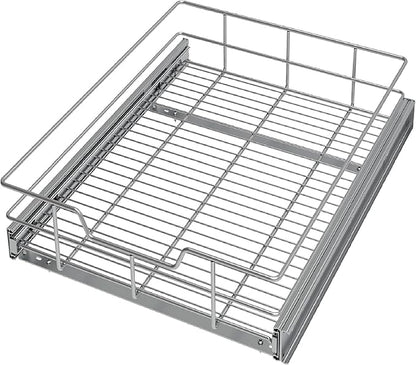 Pull Out Cabinet Organizer 14" W X 22" D, Slide Out Drawers For Kitchen Organizers and Storage, Pull Out Drawers For Cabinets Capacity Heavy Duty Caddy, Cabinet Shelves Chrome-Plated, Bathroom Pantry