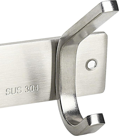 WEBI Heavy Duty SUS 304 Coat Bath Towel Hanger Rail Bar, 3 Hooks, for Bedroom, Bathroom, Foyers, Hallways, Entryway, Great Home, Office Storage & Organization, Brushed Finish, 2 Pack