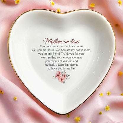 Clover89 Mother-in-law Ring Dish Gifts-Ring Jewelry Trinket Tray For Her-Ring Holder Dish For Mom,Mother of the Groom, Bonus Mom-Wedding,Birthday,Christmas,Mother's Day,Thanksgiving Gifts for Women