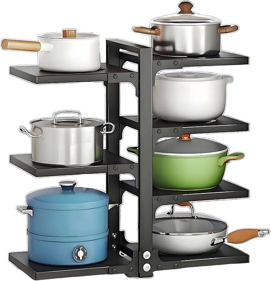 Mnftive adjustable Pot and Pan Organizer for Cabinets - kitchen cabinet No Drill Storage Rack, Fits 24 Inch Deep Shelves, Space Saving Under Shelf Design (each layer Max Load 15lbs)