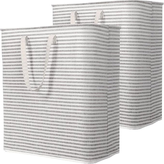 Lifewit 2 Pack Laundry Hamper Large Collapsible Laundry Baskets, Freestanding Waterproof Clothes Hamper with Easy Carry Handles in Laundry Room Bedroom Bathroom College Dorm, Grey, 2 x 100L