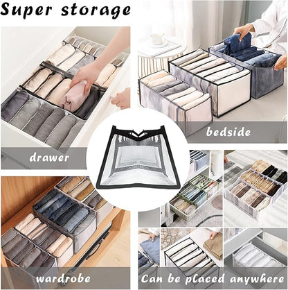 ULENDIS 9 Pack Wardrobe Clothes Organizer for Drawers, Foldable Clothes Drawer Mesh Separation Box, Drawer Dividers for Clothes Pants Jeans T Shirt (2Jeans+2Bra+(Legging+Shirt+Panties+Sock)*1)