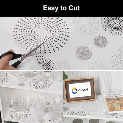 Cooyes Shelf and Drawer Liner for Kitchen Cabinets – Non-Adhesive, Waterproof, Non-Slip Cabinet Liners for Scratch Protection, Desk, Refrigerator, Shelves, Drawers with Modern Pattern