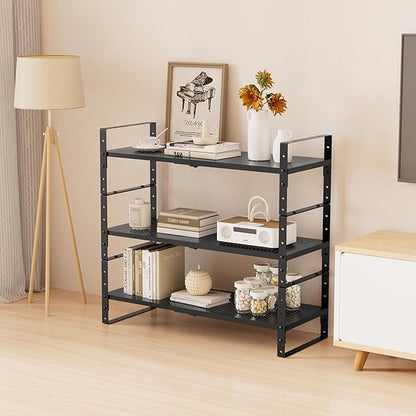 Multi-Functional Metal Shoe Rack, Space-Saving, Perfect for Entryway, Closet, Bathroom, etc. - Sturdy and Durable, High Weight Capacity(3PACKS/Black/Medium)