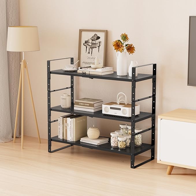 Multi-Functional Metal Shoe Rack, Space-Saving, Perfect for Entryway, Closet, Bathroom, etc. - Sturdy and Durable, High Weight Capacity（2PACKS/Black/Large