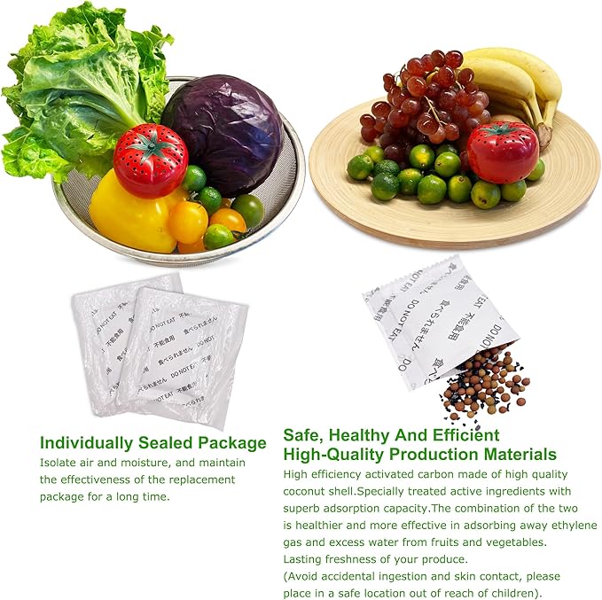 ShuRex Produce Freshness Preserver Saver Kit- Keep Fruits and Vegetables Fresh Longer, Ethylene Gas and Odor Absorber in Refrigerator (2 Pack)