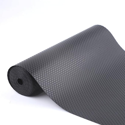 Cabinet Shelf Liner 11 Inch Wide X 20 Ft Non-Slip Kitchen Drawer Liners Waterproof & Oil-Proof Drawer Liners for Cupboard Pantry Non Adhesive Refrigerator Shelf Liner Strong Grip Cabinet Mat (Black)